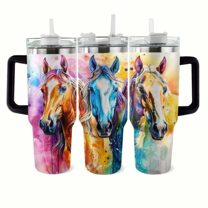Horse Custom Stanley Quencher 40Oz Stainless Steel Tumbler With Handle - Image 2