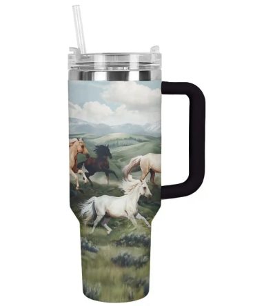 Horse Custom Stanley Quencher 40Oz Stainless Steel Tumbler With Handle