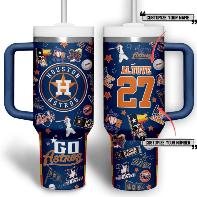 Houston Astros Mlb Custom Stanley Quencher 40Oz Stainless Steel Tumbler
