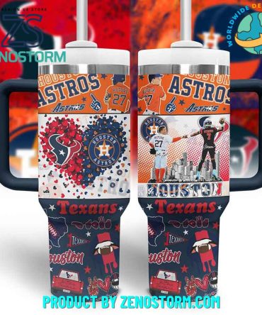 Houston Astros Mlb X Houston Texans Nfl Custom Stanley Quencher 40Oz Stainless Steel Tumbler With Handle