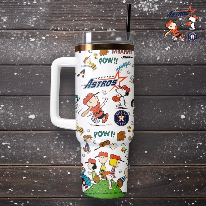Houston Astros X Peanuts Mlb Custom Stanley Quencher 40Oz Stainless Steel Tumbler With Handle - Image 4