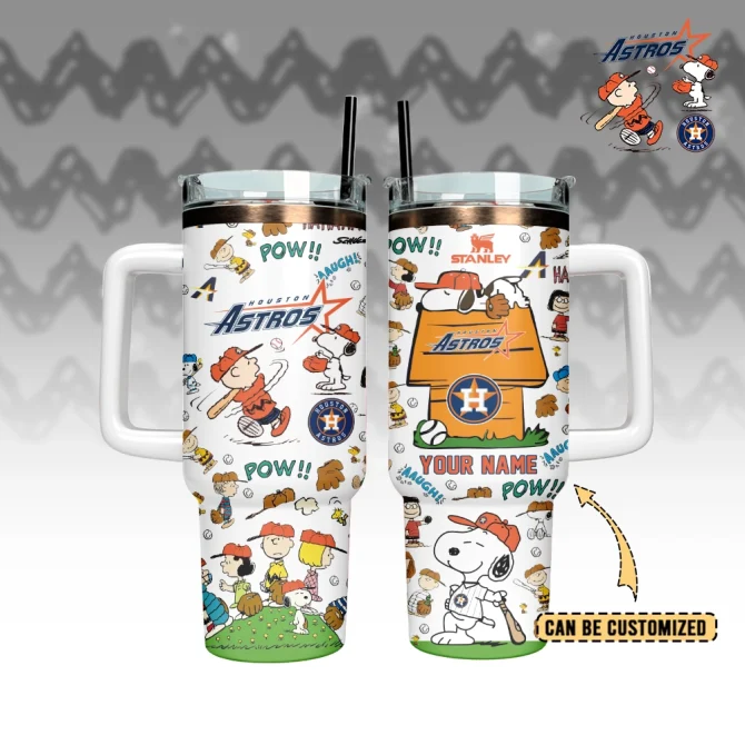 Houston Astros X Peanuts Mlb Custom Stanley Quencher 40Oz Stainless Steel Tumbler With Handle - Image 3