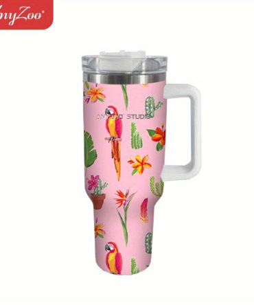 Hummingbird Flower Custom Stanley Quencher 40Oz Stainless Steel Tumbler With Handle