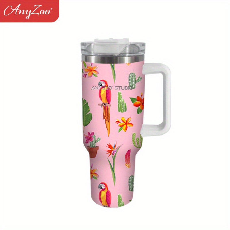 Hummingbird Flower Custom Stanley Quencher 40Oz Stainless Steel Tumbler With Handle