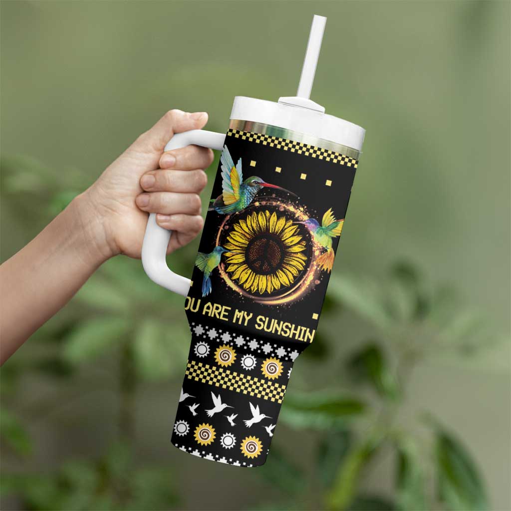 Hummingbird Sunflower Christmas You Are My Sunshine Custom Stanley Quencher 40Oz Stainless Steel Tumbler With Handle - Image 3