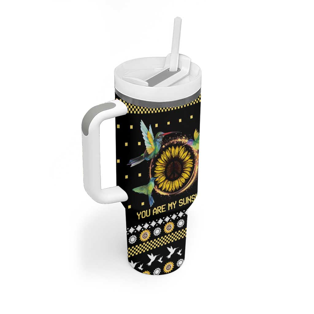 Hummingbird Sunflower Christmas You Are My Sunshine Custom Stanley Quencher 40Oz Stainless Steel Tumbler With Handle - Image 2