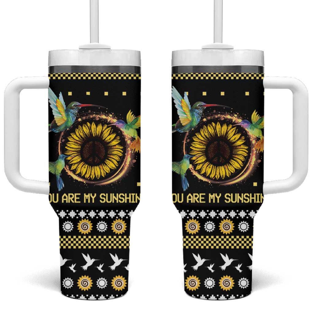 Hummingbird Sunflower Christmas You Are My Sunshine Custom Stanley Quencher 40Oz Stainless Steel Tumbler With Handle