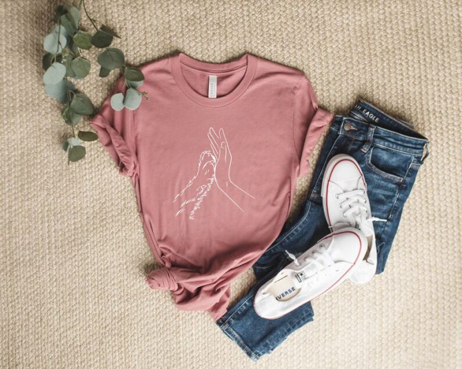 Human Hand and Paw Shirt, Dog Paw Animal Lover Shirt