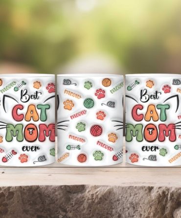 3D Best Cat Mom Ever Inflated Mug