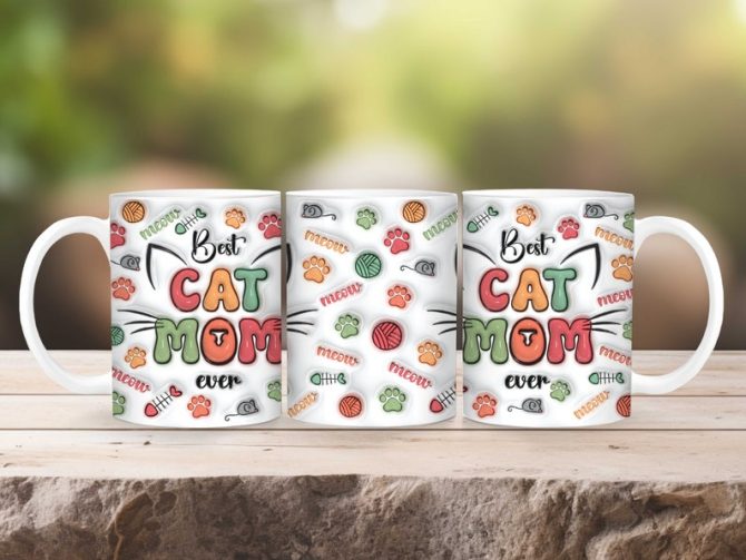 3D Best Cat Mom Ever Inflated Mug