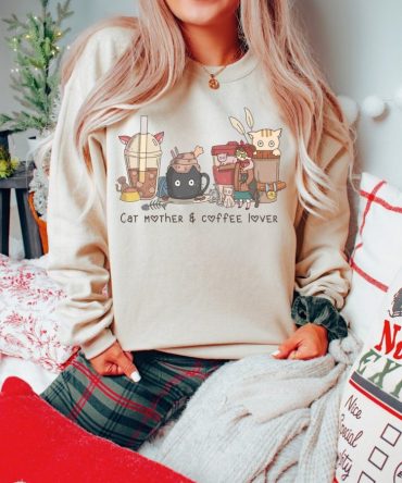 Cat Mother Coffee Lover Vintage Sweatshirt