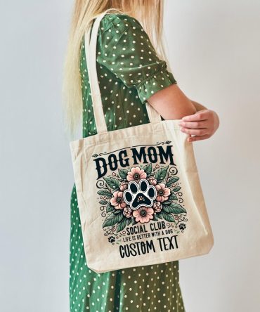 Dog Mom Tote Bag with Floral