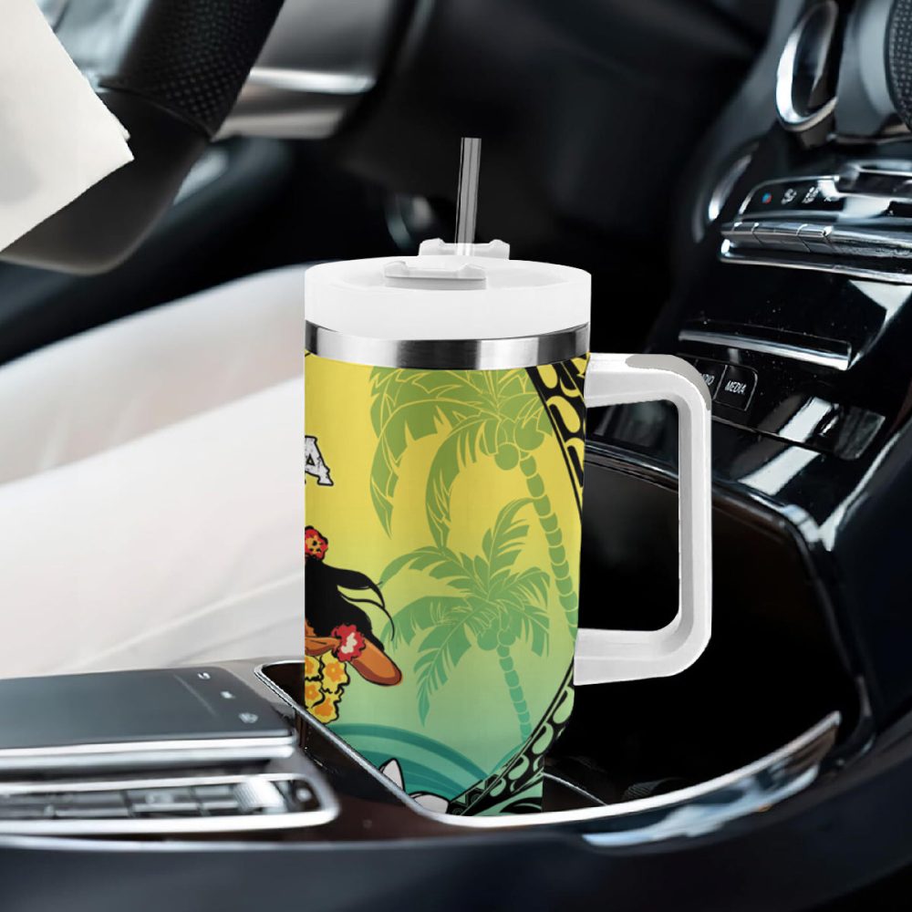 Ilima Plumeria Flowers And Hula Girl Custom Stanley Quencher 40Oz Stainless Steel Tumbler - Image 9