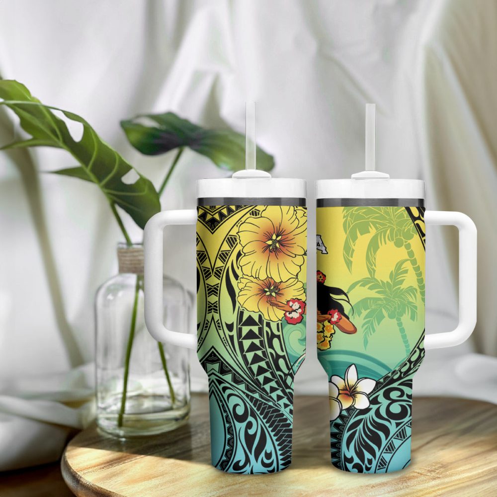 Ilima Plumeria Flowers And Hula Girl Custom Stanley Quencher 40Oz Stainless Steel Tumbler - Image 10