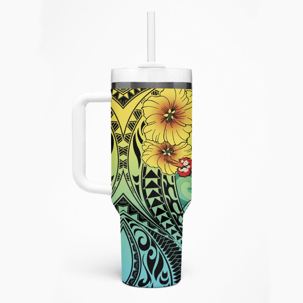 Ilima Plumeria Flowers And Hula Girl Custom Stanley Quencher 40Oz Stainless Steel Tumbler - Image 2