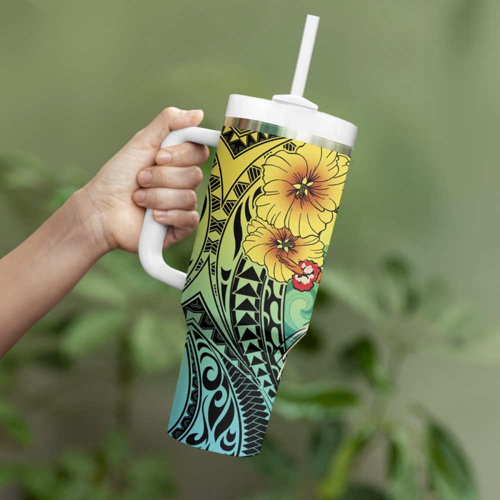 Ilima Plumeria Flowers And Hula Girl Custom Stanley Quencher 40Oz Stainless Steel Tumbler - Image 4