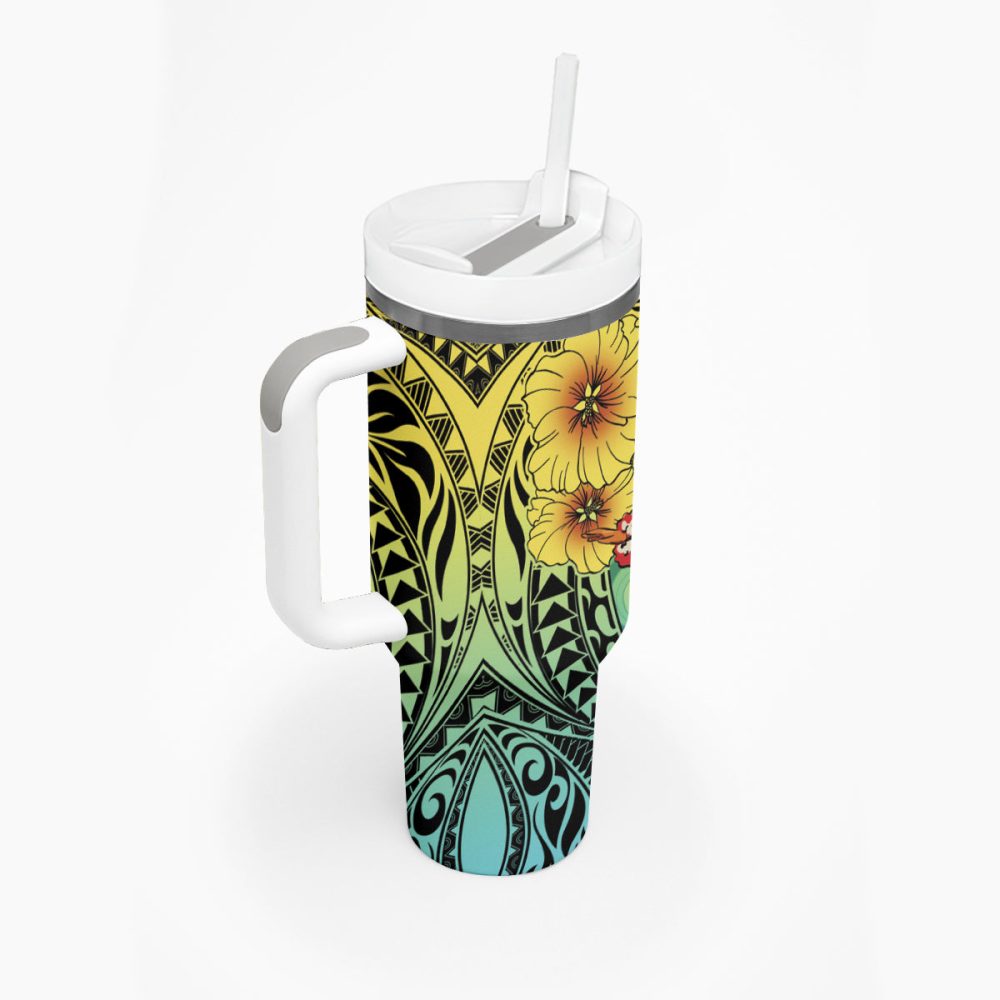 Ilima Plumeria Flowers And Hula Girl Custom Stanley Quencher 40Oz Stainless Steel Tumbler - Image 3