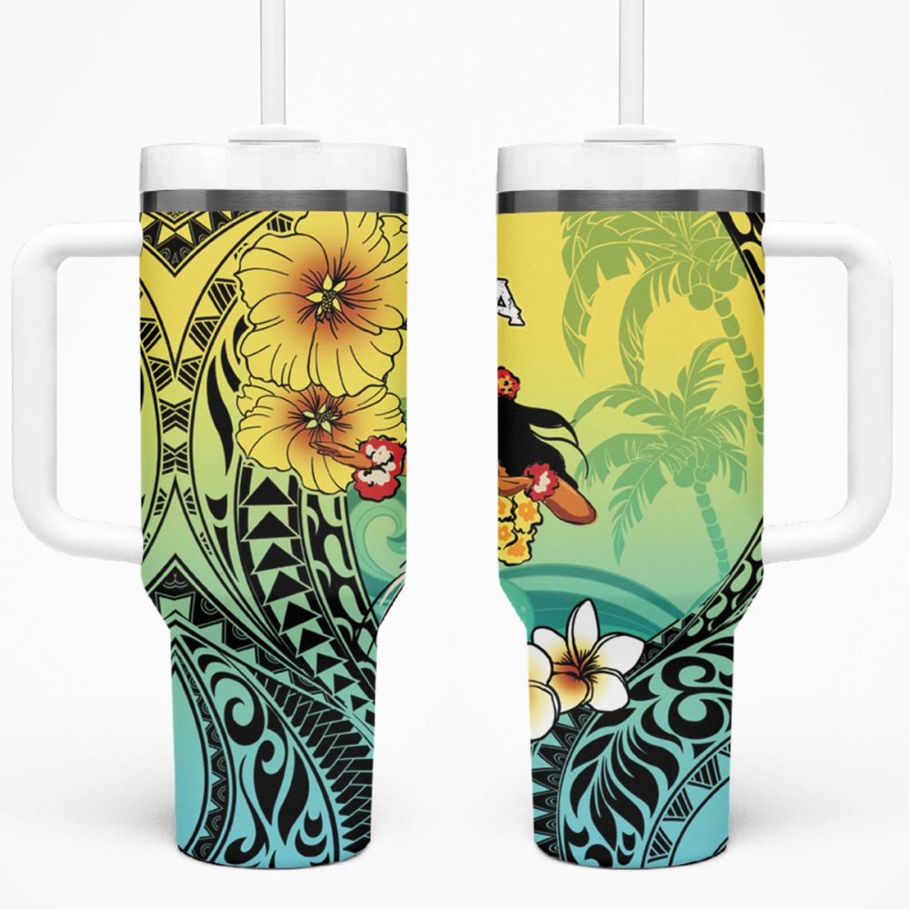 Ilima Plumeria Flowers And Hula Girl Custom Stanley Quencher 40Oz Stainless Steel Tumbler