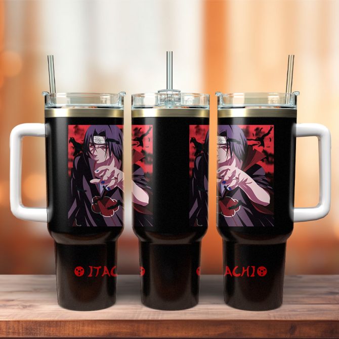 Itachi Uchiha Naruto Anime Custom Stanley Quencher 40Oz Stainless Steel Tumbler With Handle