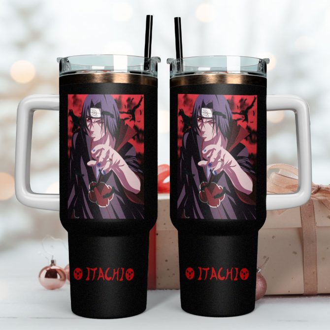 Itachi Uchiha Naruto Anime Custom Stanley Quencher 40Oz Stainless Steel Tumbler With Handle - Image 4