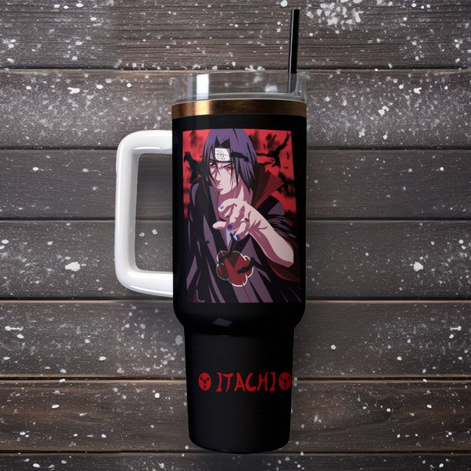 Itachi Uchiha Naruto Anime Custom Stanley Quencher 40Oz Stainless Steel Tumbler With Handle - Image 2