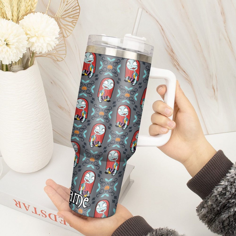 Jack And Sally Movies Custom Stanley Quencher 40Oz Stainless Steel Tumbler With Handle - Image 2