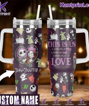 Jack And Sally Movies Custom Stanley Quencher 40Oz Stainless Steel Tumbler With Handle