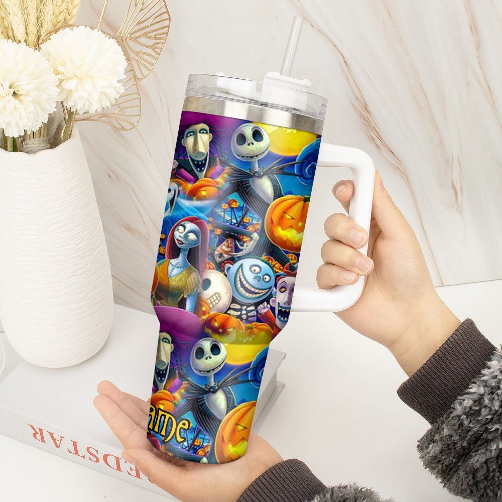Jack And Sally Movies Custom Stanley Quencher 40Oz Stainless Steel Tumbler With Handle - Image 4