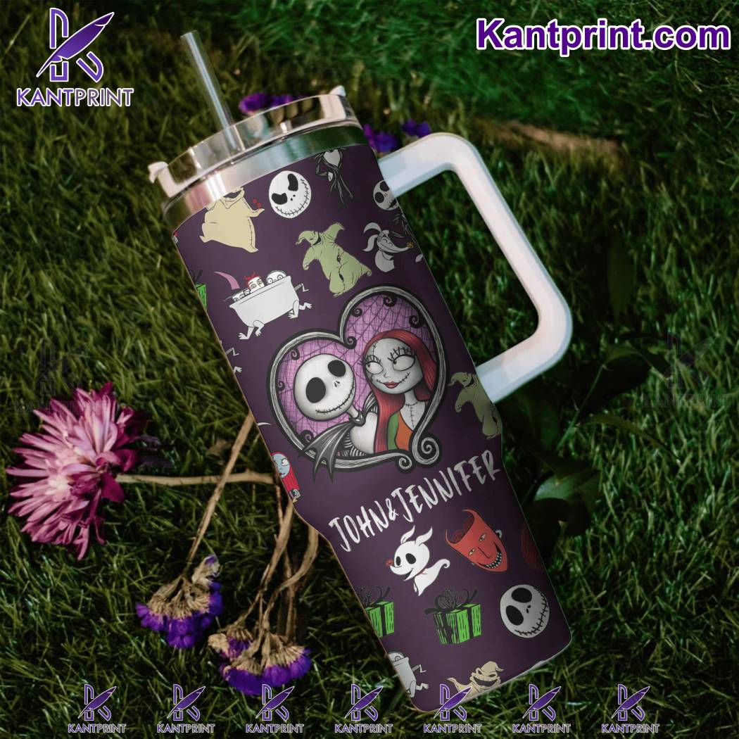 Jack And Sally Movies Custom Stanley Quencher 40Oz Stainless Steel Tumbler With Handle - Image 3