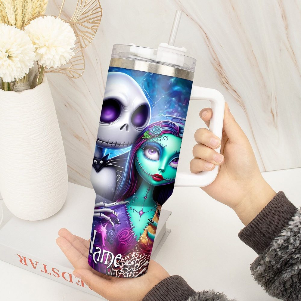Jack And Sally Movies Custom Stanley Quencher 40Oz Stainless Steel Tumbler With Handle - Image 4