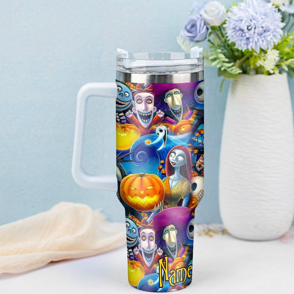 Jack And Sally Movies Custom Stanley Quencher 40Oz Stainless Steel Tumbler With Handle - Image 2