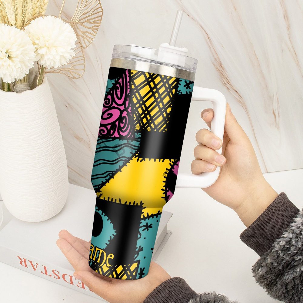 Jack And Sally Movies Custom Stanley Quencher 40Oz Stainless Steel Tumbler With Handle - Image 2