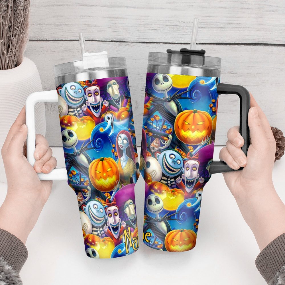 Jack And Sally Movies Custom Stanley Quencher 40Oz Stainless Steel Tumbler With Handle - Image 3