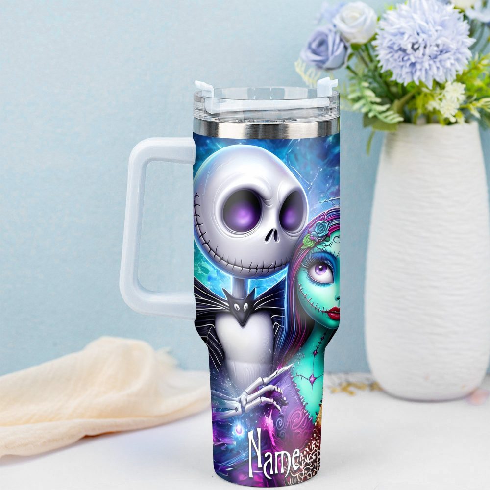 Jack And Sally Movies Custom Stanley Quencher 40Oz Stainless Steel Tumbler With Handle - Image 3