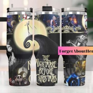 Jack And Sally The Nightmare Before Cartoon Custom Stanley Quencher 40Oz Stainless Steel Tumbler