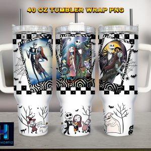 Jack And Sally The Nightmare Before Christmas Cartoon Custom Stanley Quencher 40Oz Stainless Steel Tumbler With Handle