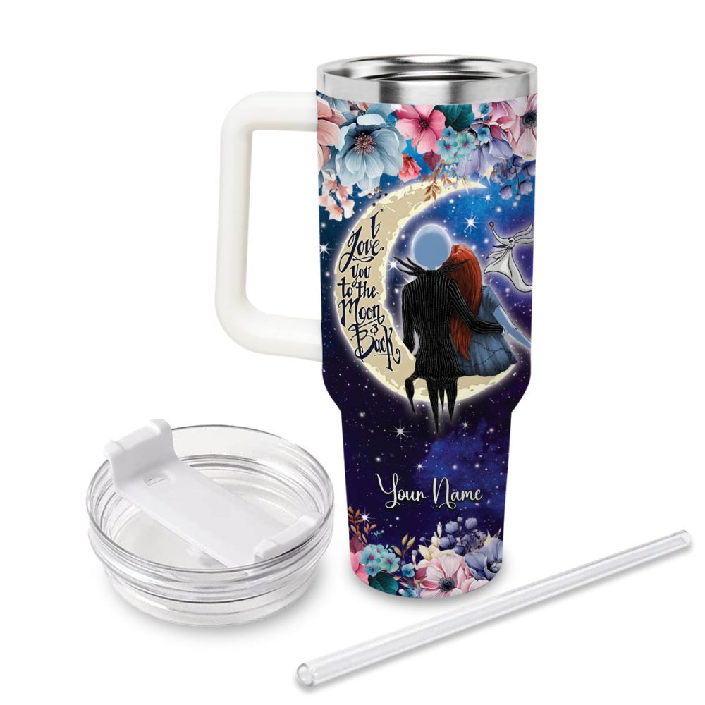 Jack And Sally The Nightmare Before Christmas Cartoon Custom Stanley Quencher 40Oz Stainless Steel Tumbler With Handle - Image 2