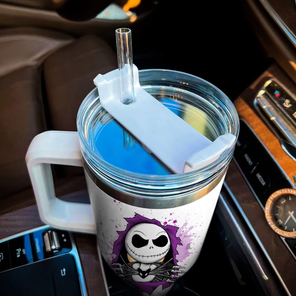 Jack And Sally The Nightmare Before Christmas Cartoon Custom Stanley Quencher 40Oz Stainless Steel Tumbler With Handle - Image 4