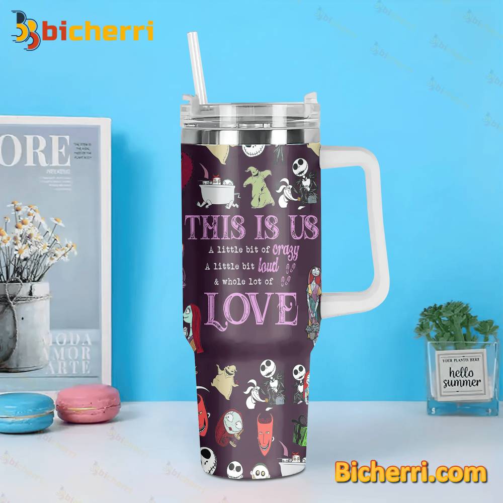 Jack And Sally The Nightmare Before Christmas Cartoon Custom Stanley Quencher 40Oz Stainless Steel Tumbler With Handle - Image 2
