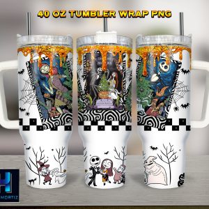 Jack And Sally The Nightmare Before Christmas Cartoon Custom Stanley Quencher 40Oz Stainless Steel Tumbler With Handle