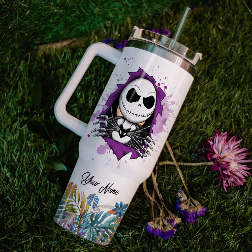 Jack And Sally The Nightmare Before Christmas Cartoon Custom Stanley Quencher 40Oz Stainless Steel Tumbler With Handle - Image 6