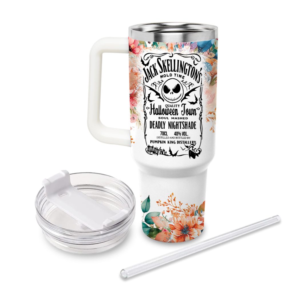 Jack And Sally The Nightmare Before Christmas Cartoon Custom Stanley Quencher 40Oz Stainless Steel Tumbler With Handle - Image 2