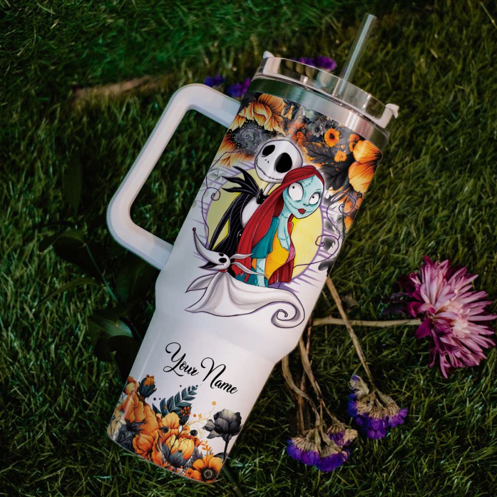 Jack And Sally The Nightmare Before Christmas Cartoon Custom Stanley Quencher 40Oz Stainless Steel Tumbler With Handle - Image 7