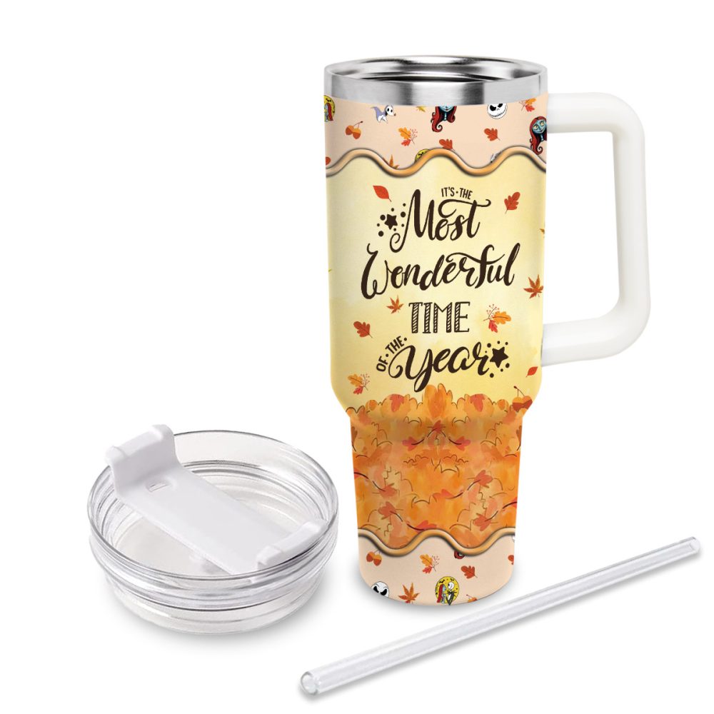 Jack And Sally The Nightmare Before Christmas Cartoon Custom Stanley Quencher 40Oz Stainless Steel Tumbler With Handle - Image 3