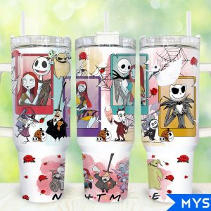 Jack And Sally The Nightmare Before Christmas Cartoon Custom Stanley Quencher 40Oz Stainless Steel Tumbler With Handle