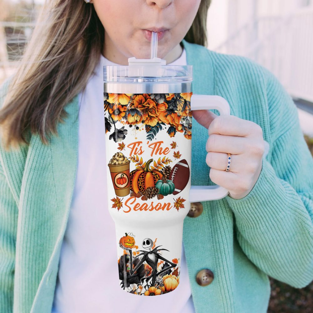 Jack And Sally The Nightmare Before Christmas Cartoon Custom Stanley Quencher 40Oz Stainless Steel Tumbler With Handle - Image 6