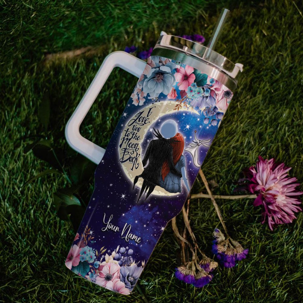 Jack And Sally The Nightmare Before Christmas Cartoon Custom Stanley Quencher 40Oz Stainless Steel Tumbler With Handle - Image 6