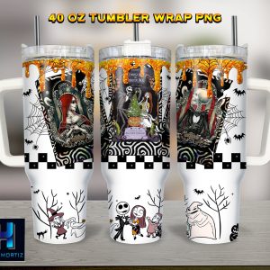 Jack And Sally The Nightmare Before Christmas Cartoon Custom Stanley Quencher 40Oz Stainless Steel Tumbler With Handle
