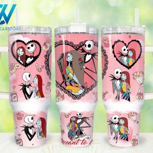 Jack And Sally The Nightmare Before Christmas Cartoon Custom Stanley Quencher 40Oz Stainless Steel Tumbler With Handle