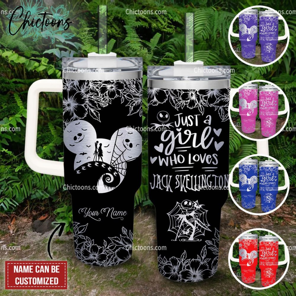 Jack Skellington Cartoon Custom Stanley Quencher 40Oz Stainless Steel Tumbler